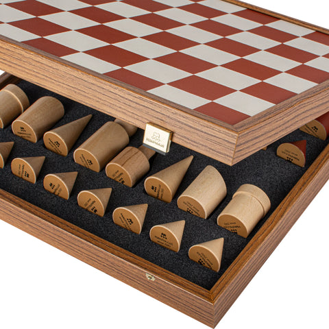 Manopoulos - Bauhaus Style Terracotta & White Chess Set - 40x40cm with 8.5cm King Chessmen