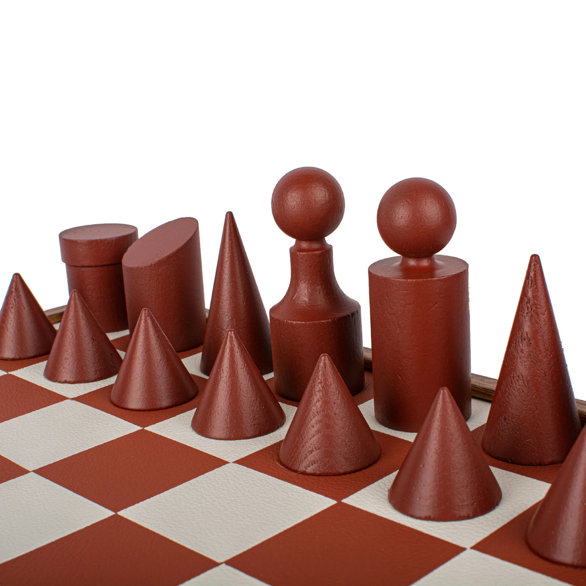 Manopoulos - Bauhaus Style Terracotta & White Chess Set - 40x40cm with 8.5cm King Chessmen, view 6