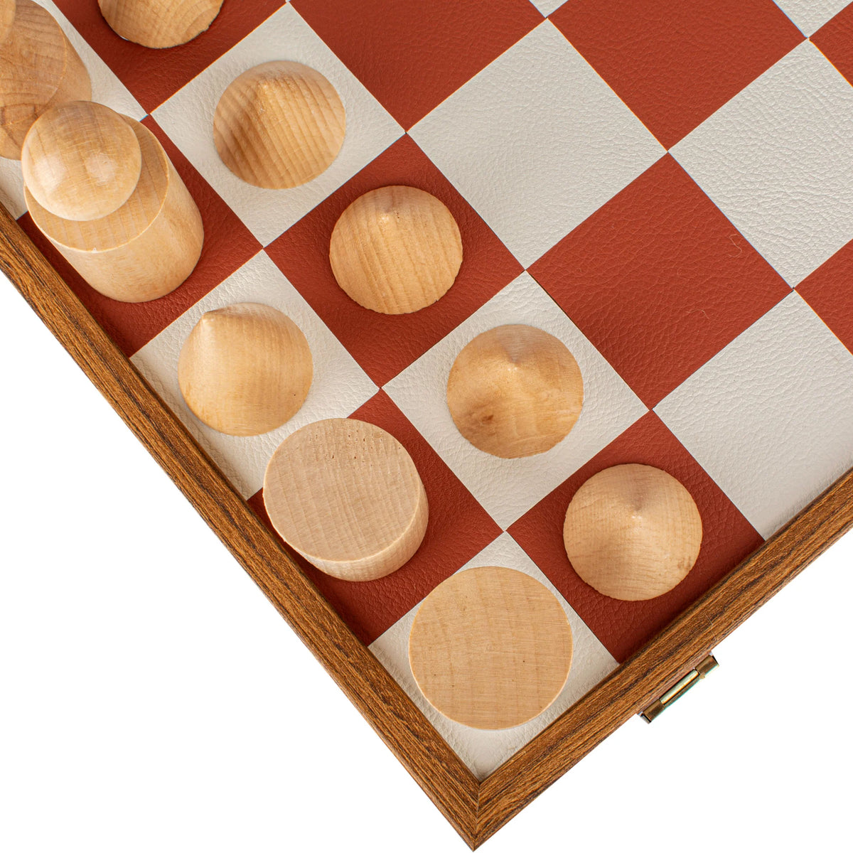 Manopoulos - Bauhaus Style Terracotta & White Chess Set - 40x40cm with 8.5cm King Chessmen, view 8