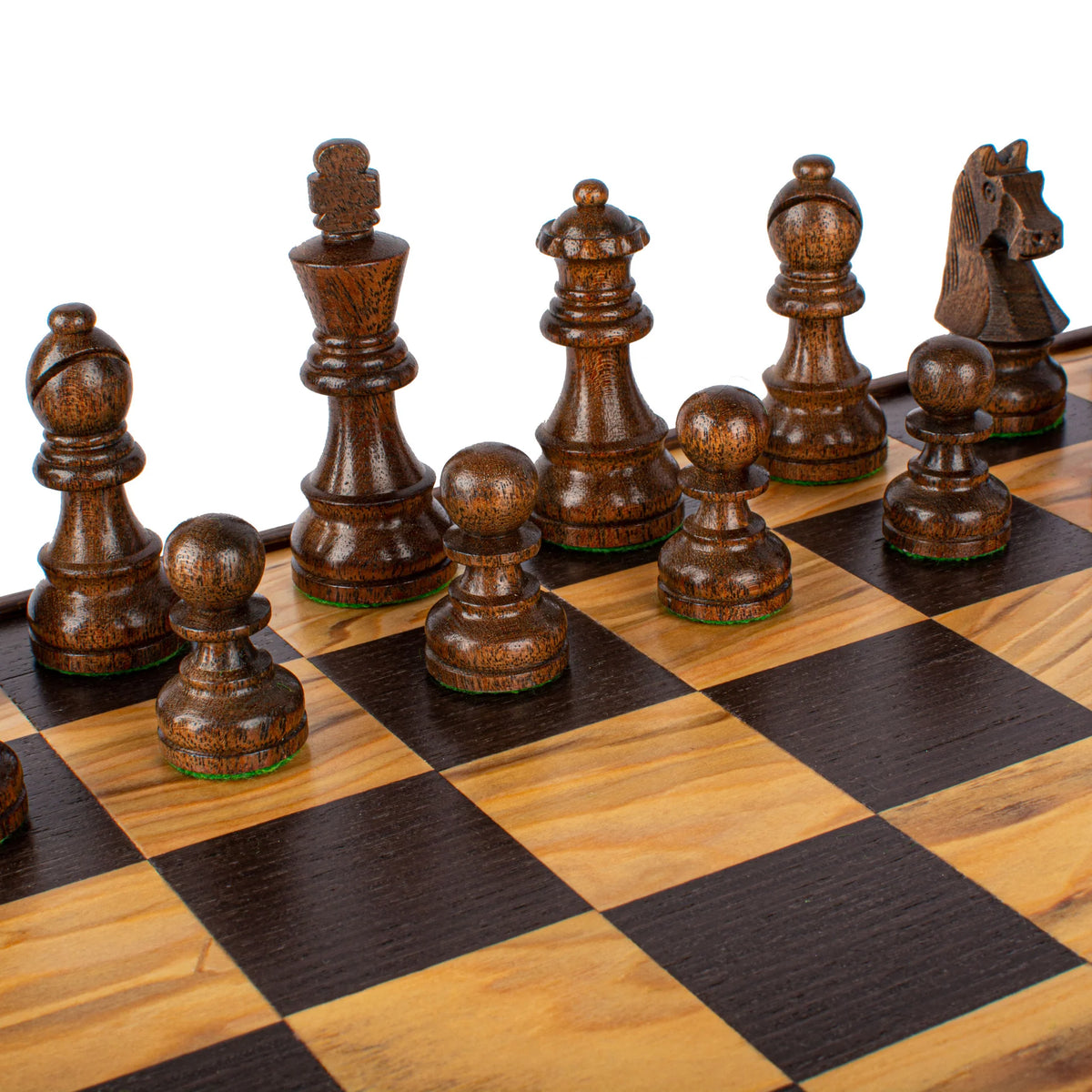 Manopoulos - Olive Burl Chess Set - 43x43cm with Staunton Chessmen (8.9cm King)