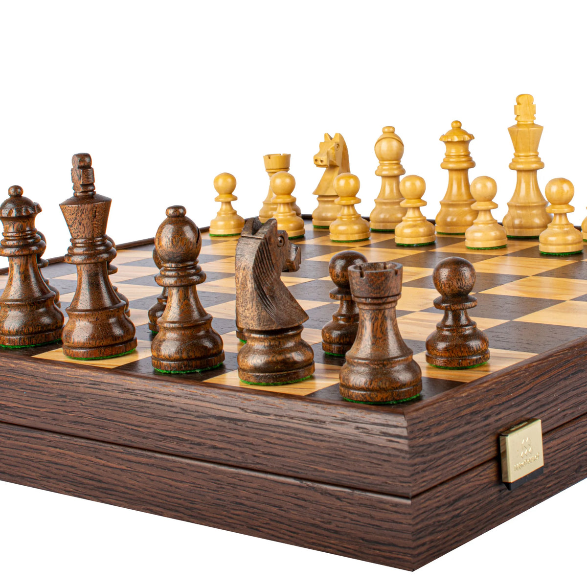 Manopoulos - Olive Burl Chess Set - 43x43cm with Staunton Chessmen (8.9cm King)