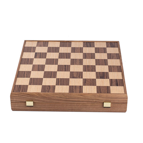 Manopoulos - Walnut Chess Set - 43x43cm with Staunton Chessmen (8.5cm King)
