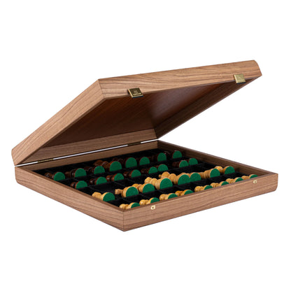 Manopoulos - Walnut Chess Set - 43x43cm with Staunton Chessmen (8.5cm King)