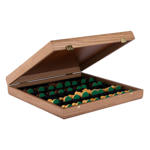 Manopoulos - Walnut Chess Set - 43x43cm with Staunton Chessmen (8.5cm King)