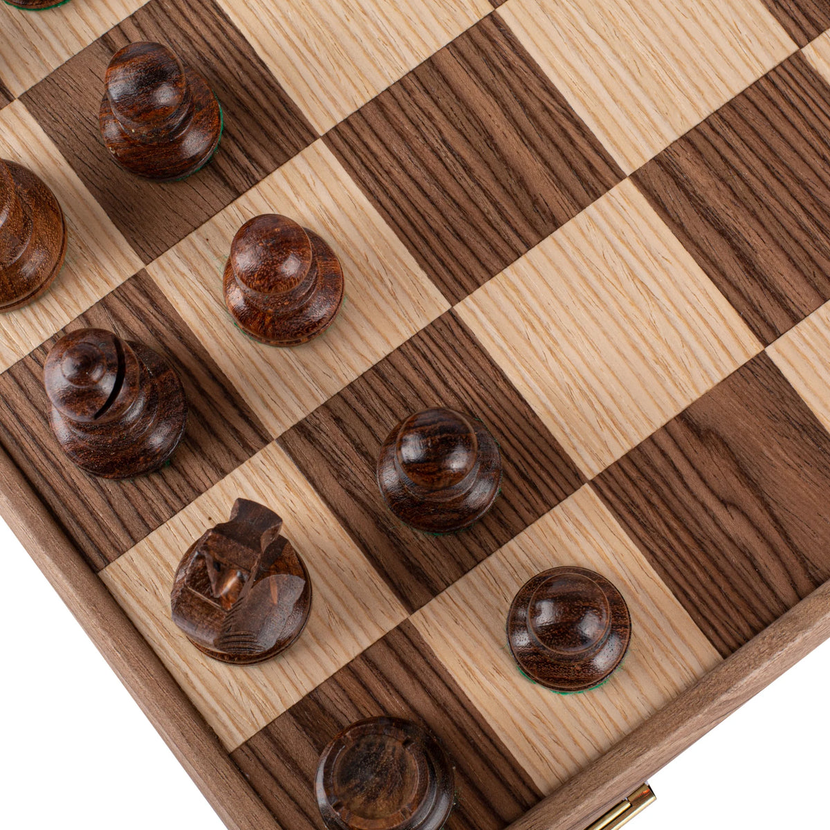 Manopoulos - Walnut Chess Set - 43x43cm with Staunton Chessmen (8.5cm King)