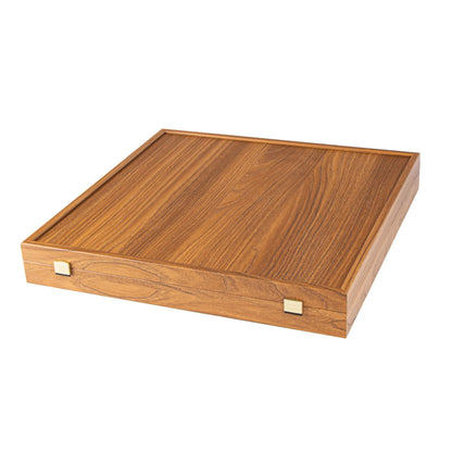 Manopoulos - Walnut Burl Chess Set - 40x40cm with Staunton Chessmen (7.7cm King)