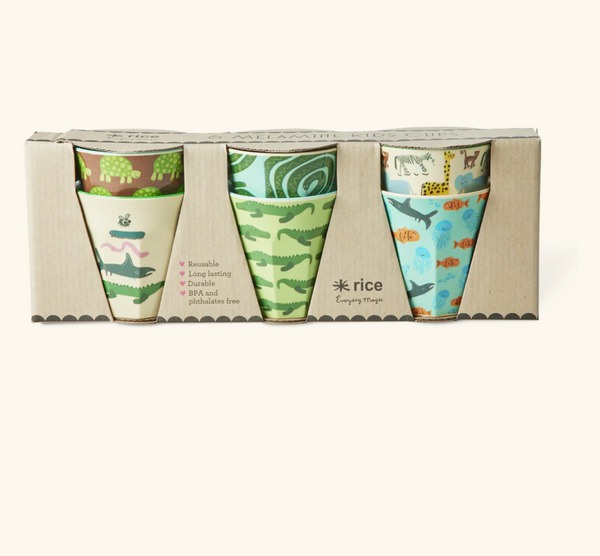 Rice Melamine Cups with Wildlife Print - 160ml - 6 pack