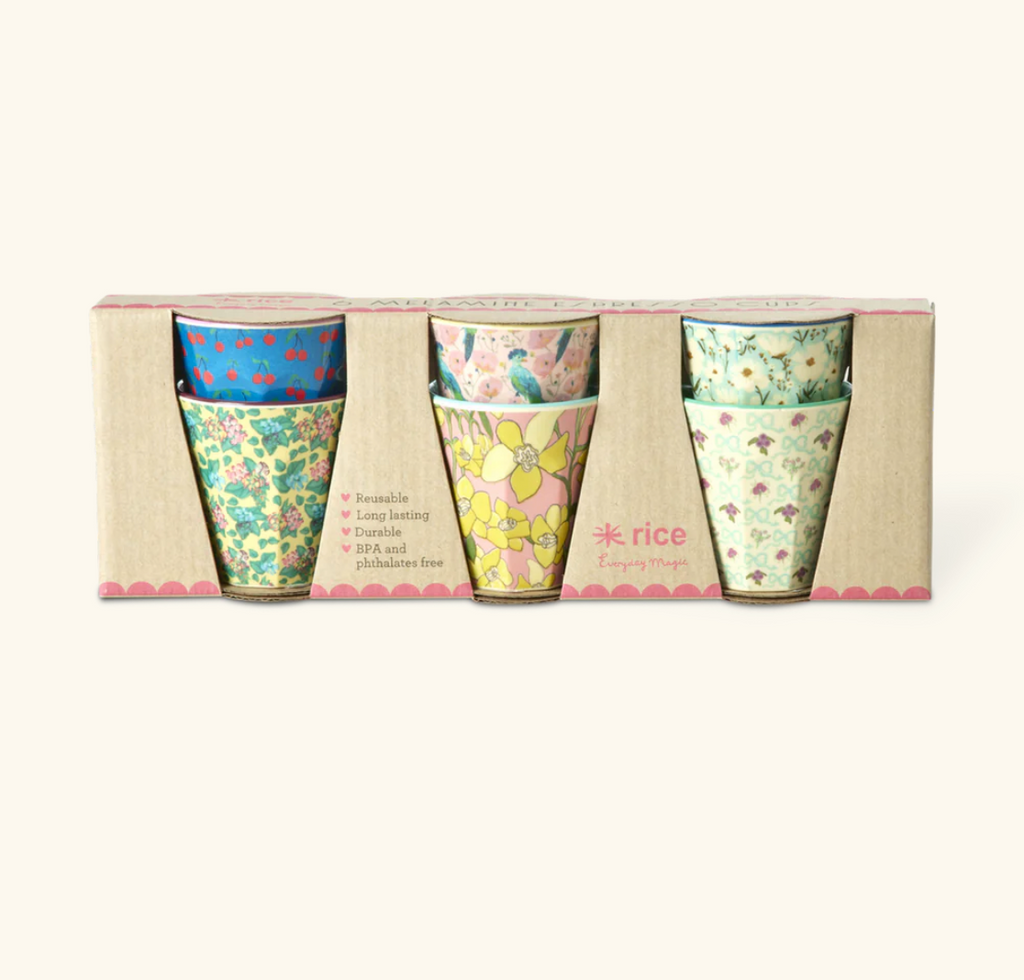 Rice Melamine Espresso Cups with Show Your True Colors Prints - 80ml - 6 Packs