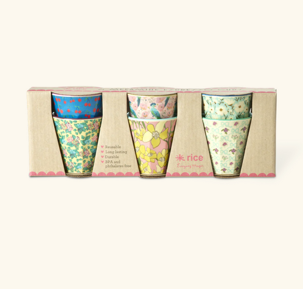 Rice Melamine Espresso Cups with Show Your True Colors Prints - 80ml - 6 Packs