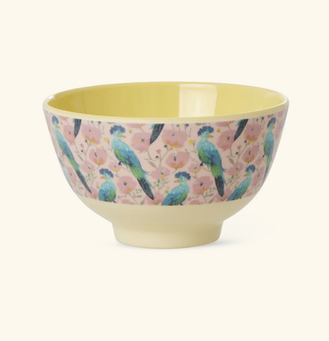 Rice Melamine Bowl with Exotic Bird Print