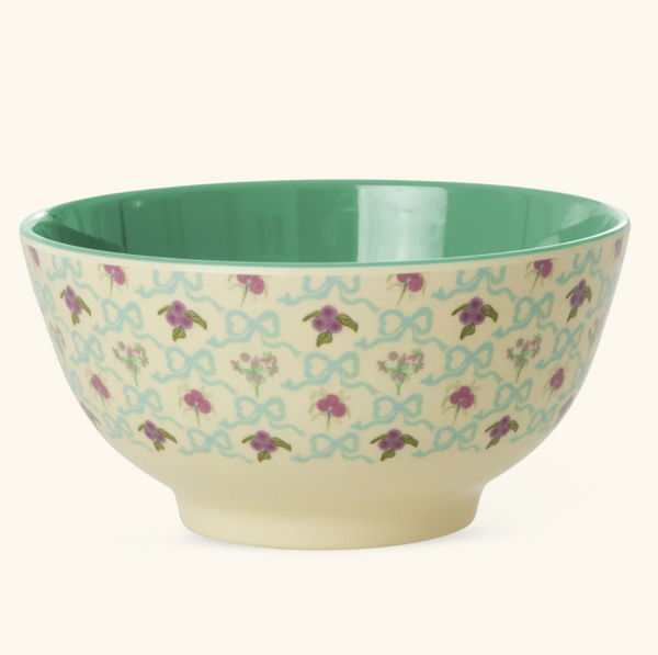 Rice Melamine Bowl with Bow Print