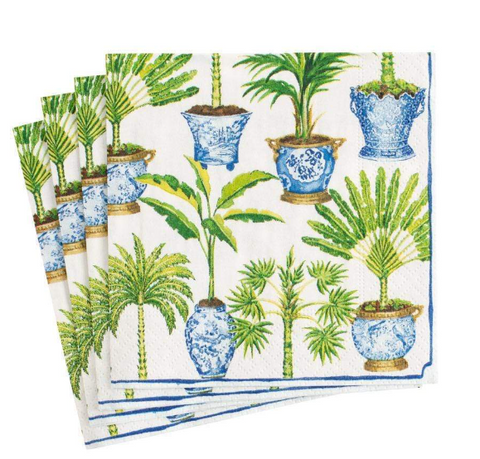 Caspari Potted Palms Napkins in White