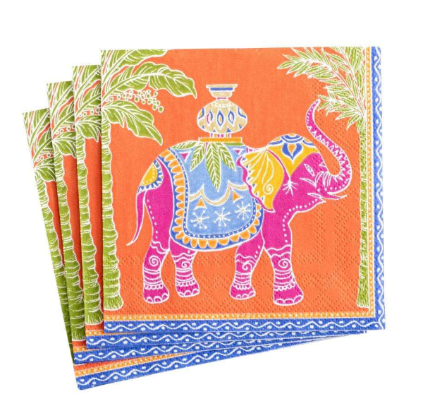 Caspari Royal Elephant Paper Cocktail Napkins