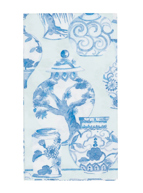 Caspari Glazed Porcelain Celadon Paper Linen Cocktail Napkins