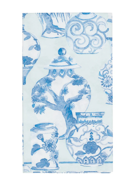 Caspari Glazed Porcelain Celadon Paper Linen Cocktail Napkins