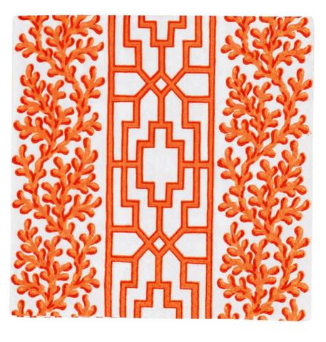 Caspari Coral And Trellis Coral Napkins