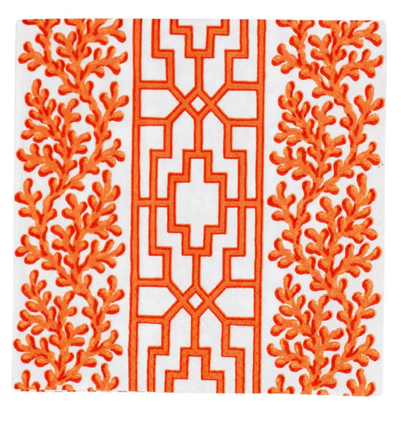 Caspari Coral And Trellis Coral Napkins