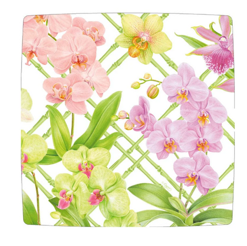 Caspari Orchid Conservatory Square Plates