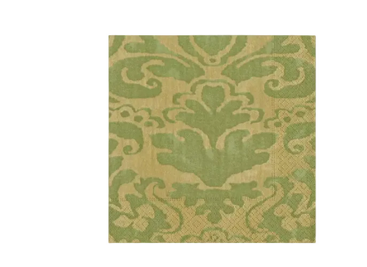 Caspari Palazzo Paper Cocktail Napkins in Moss Green