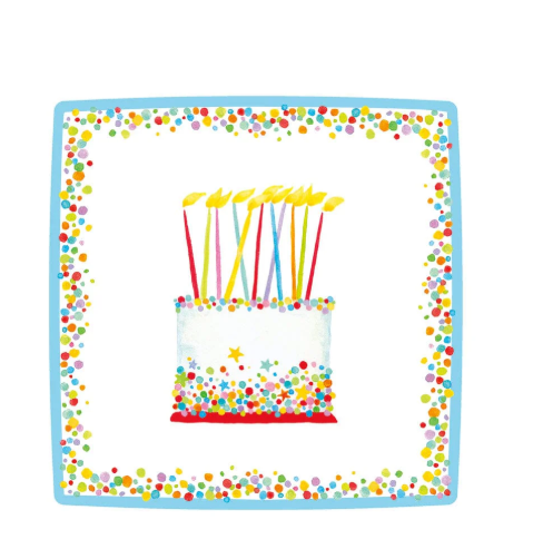 Caspari Birthday Cake Square Salad & Dessert Plates