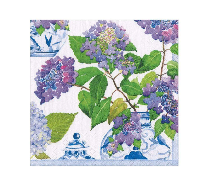 Hydrangeas and Porcelain Paper Luncheon Napkins