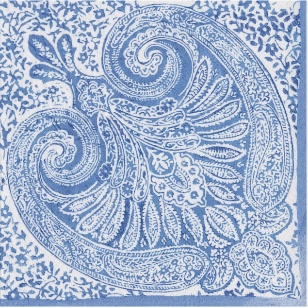 Caspari Blue Paisley Medallion Paper Lunch Napkins