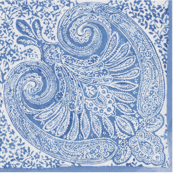 Caspari Blue Paisley Medallion Paper Lunch Napkins