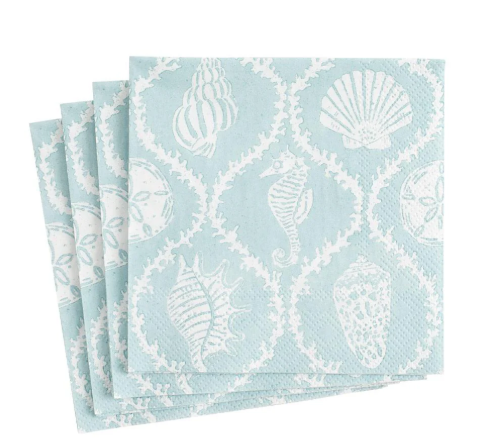 Caspari Seychelles Paper Napkins in Aqua, paper napkins by Caspari