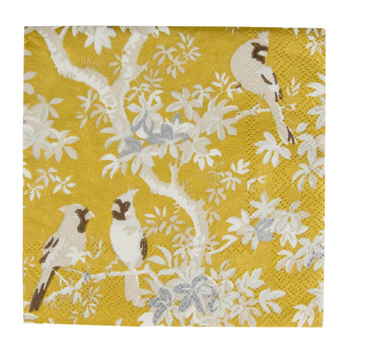 Scenic Songbirds Gold & Ivory Napkins