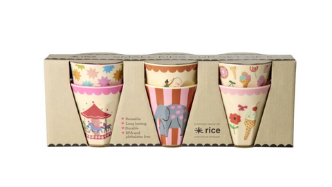 Rice Melamine Cups With Fun Fair Prints in 6 - 160ml
