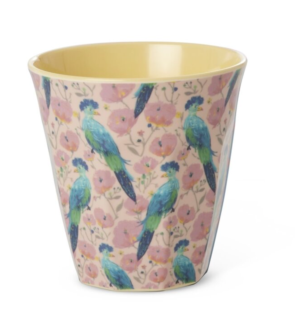 Rice Melamine Cup With Exotic Bird Print