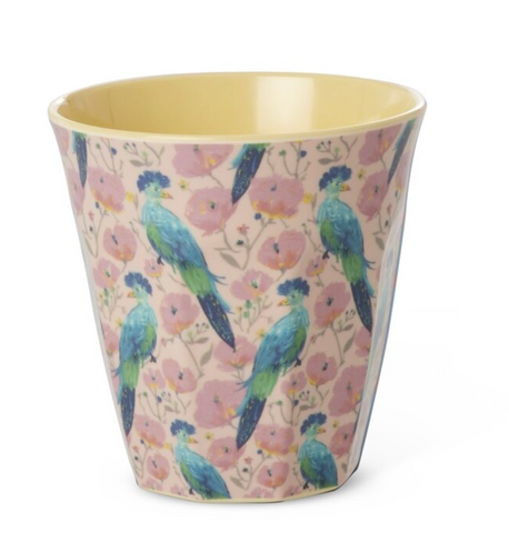 Rice Melamine Cup With Exotic Bird Print