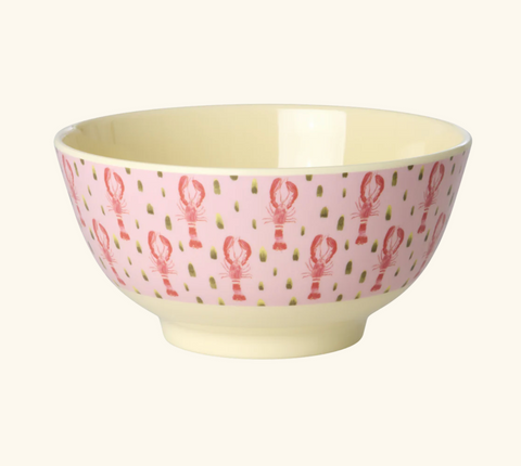 Rice Melamine Bowl with pink Lobster Print - 700ml