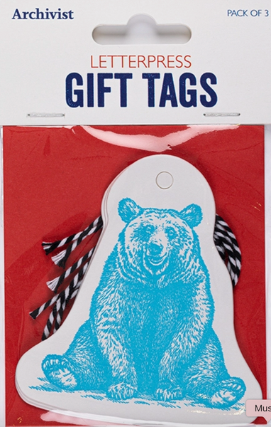 Archivist Bear Gift Tag - Pack of 3