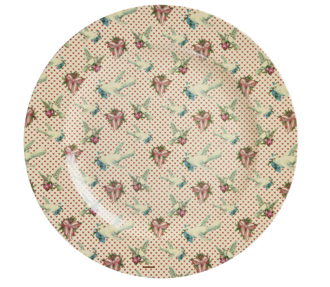 Rice Melamine Serving Dish With Dove Print