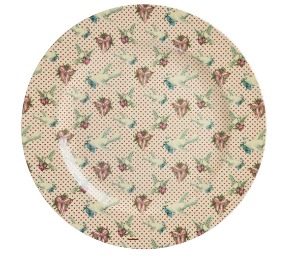 Rice Melamine Serving Dish With Dove Print