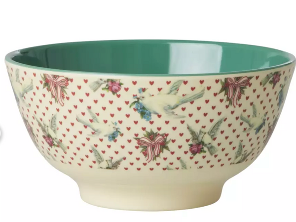 Rice Melamine Bowl With Dove Print - 700ml
