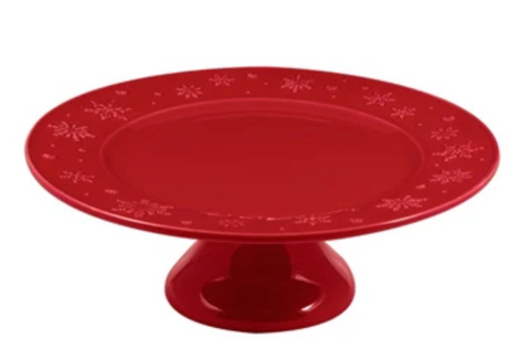 Bordallo Snowflakes Red Cake Stand 33.5cm - Red