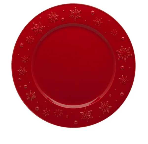 Bordallo Snowflakes Red Charger Plate 34cm - Red