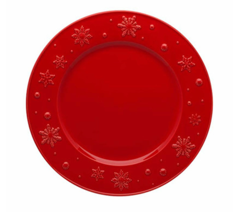 Bordallo Pinheiro Snowflakes red dinner plate, 28 cm