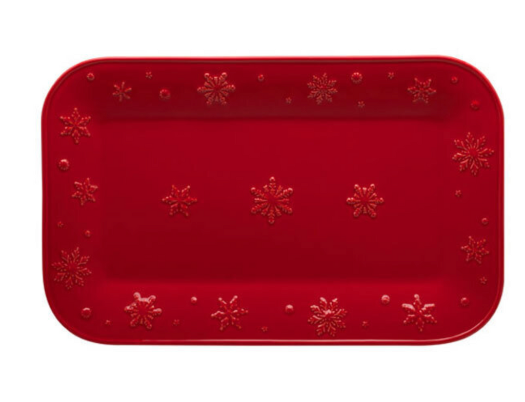 Bordallo Snowflakes Red Platter 34.5cm - Red