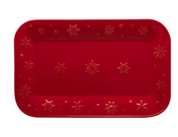 Bordallo Snowflakes Red Platter 34.5cm - Red