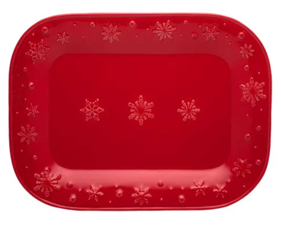 Bordallo Snowflakes Red Platter 41cm - Red