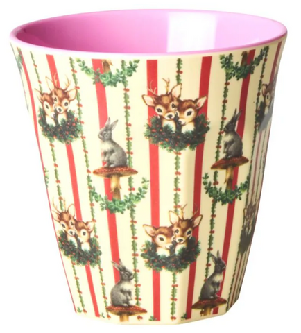 Rice Melamine Cup With Sweet Forest Print Creme