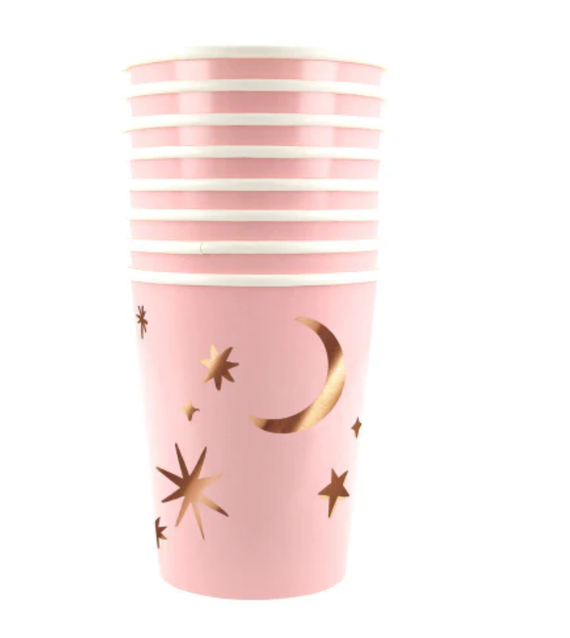 Meri Meri Pink Witch paper party cups with rose gold foil details, pack of 8