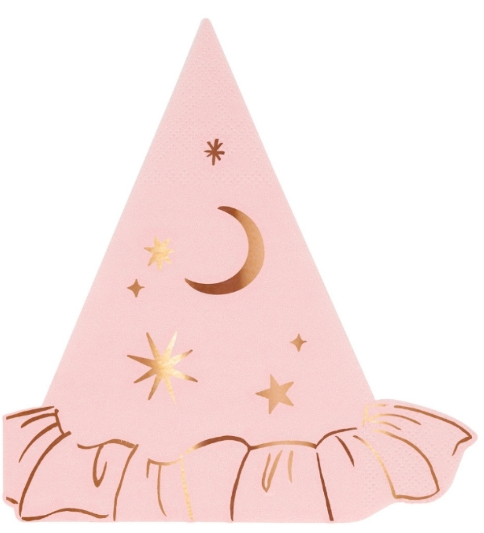 Meri Meri Pink Witch Hat paper napkins with rose gold foil details, pack of 16