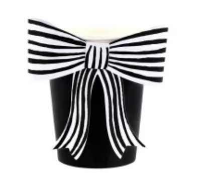 Meri Meri Black & White Stripy Bow Cups 260ml
