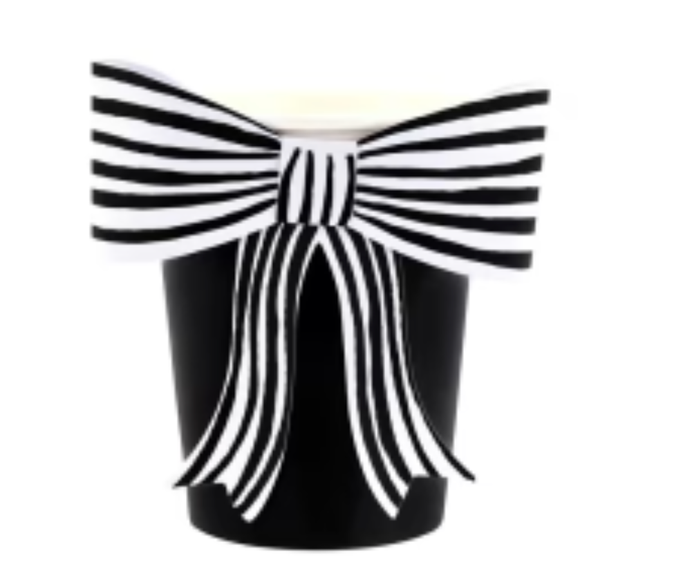 Meri Meri Black & White Stripy Bow Cups - 260ml