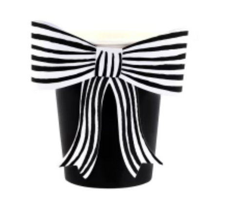Meri Meri Black & White Stripy Bow Cups - 260ml