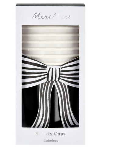 Meri Meri Black & White Stripy Bow Cups - 260ml